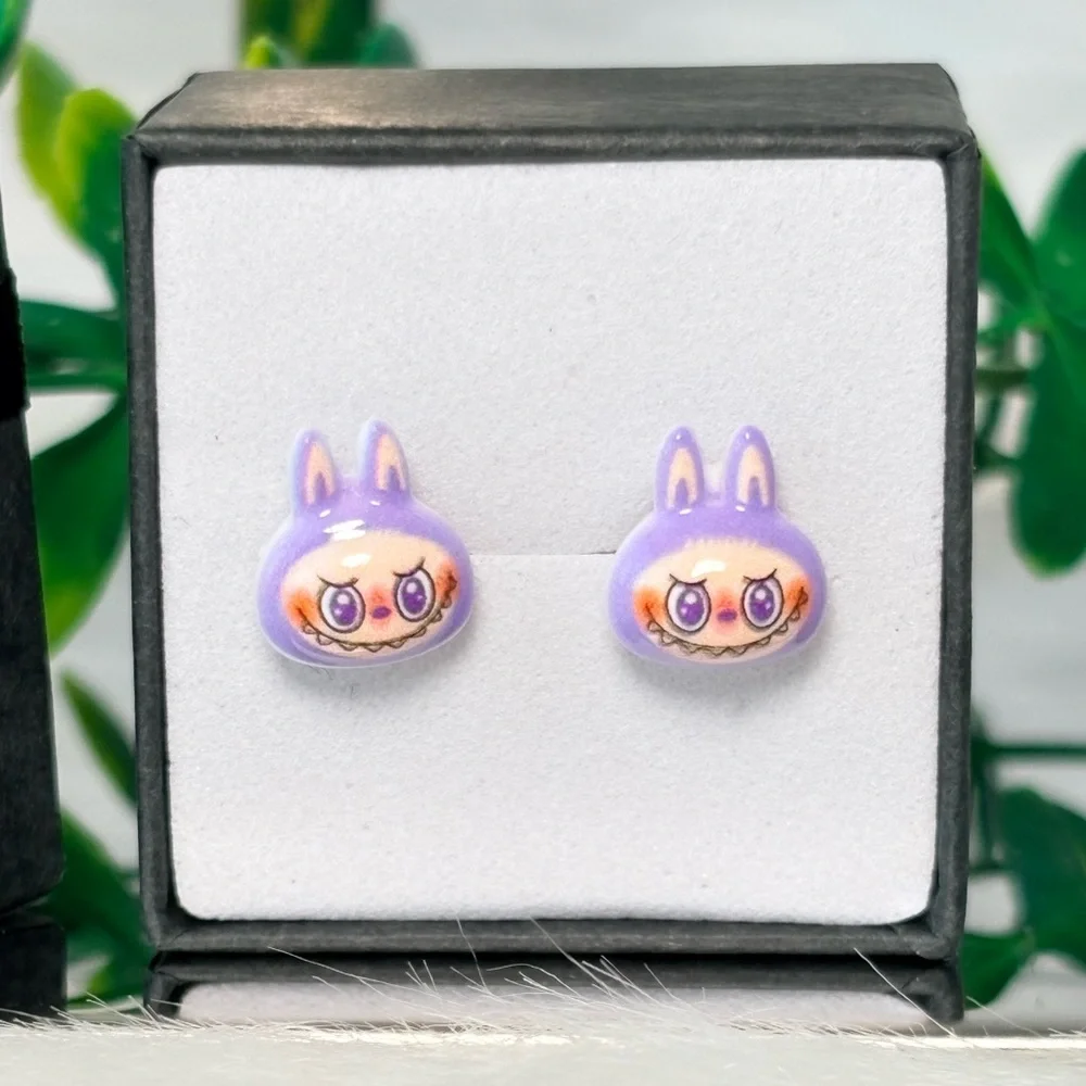 Cute Purple‎ Monster Character Stud Earrings